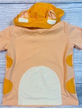 Children's Peach & Mustard Hooded Animal Top with Ears *bingo inspired*